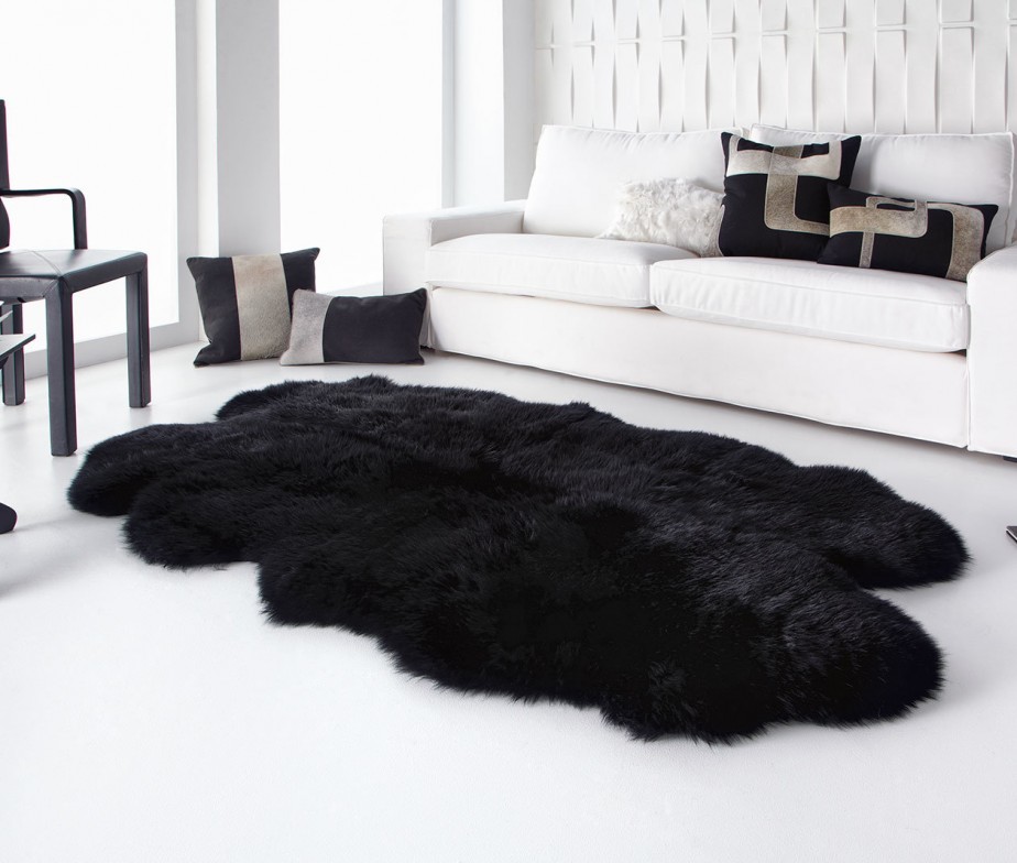 Sheepskin Rugs 4 Pelt Auskin Premium Black Ultimate Sheepskin