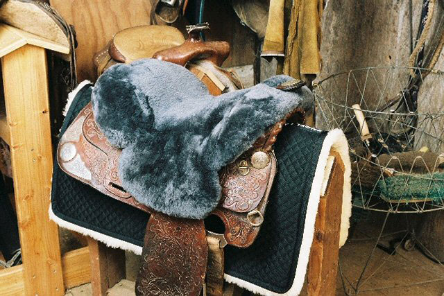 Full Western Saddle Seat Cover Charcoal Ultimate Sheepskin